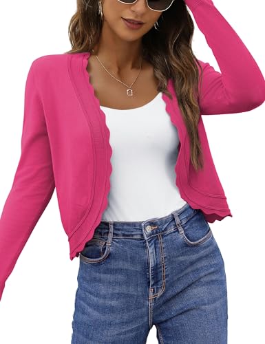 Image of OmicGot Women's Long Sleeve Cardigan Sweaters Open Front Cropped Bolero Shrugs for Dresses S-XL