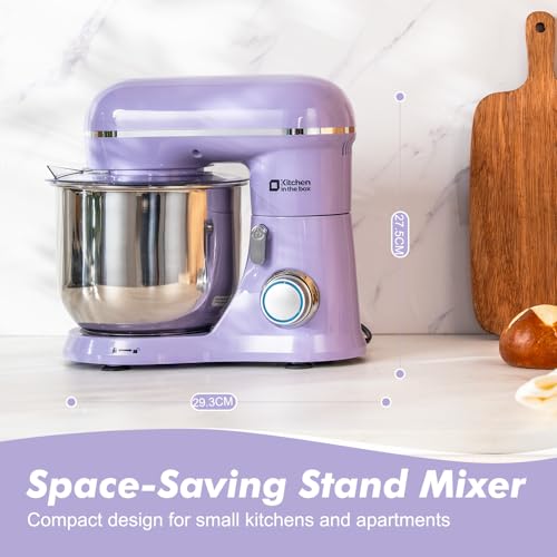 Image of Kitchen in the Box Stand Mixer, 3.5 QT Small Kitchen Electric Stand Mixers, 10-Speed Portable Lightweight Dough Mixer for Daily Use with Egg Whisk, Dough Hook, Beater (Lavender Purple)