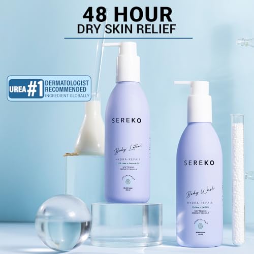 Image of Sereko 48H Body Wash and Lotion Combo | Urea Treatment for Strawberry Legs, Detan, Rough Bumpy Skin