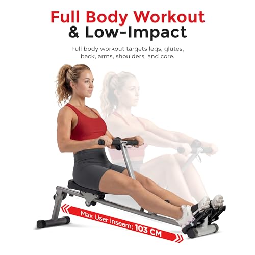 Sunny Health & Fitness Compact Adjustable Rowing Machine, Cardio Exercise Equipment with 12 Levels of Resistance for Complete Body Workouts and Optional Free SunnyFit App Enhanced Connectivity - Image 5