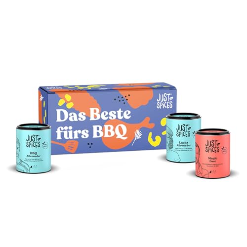 Just Spices Grill Geschenkbox I Geschenkset mit 3 Gewürzdosen I Grill-Marinaden & Rubs für Fleisch, Fisch, Gemüse Just Spices Grill Geschenkbox I Geschenkset mit 3 Gewürzdosen I Grill-Marinaden & Rubs für Fleisch, Fisch, Gemüse
