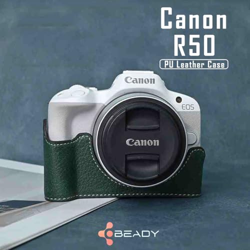 Funda para cámara Canon EOS R50 en cuero PU negro miniatura 5