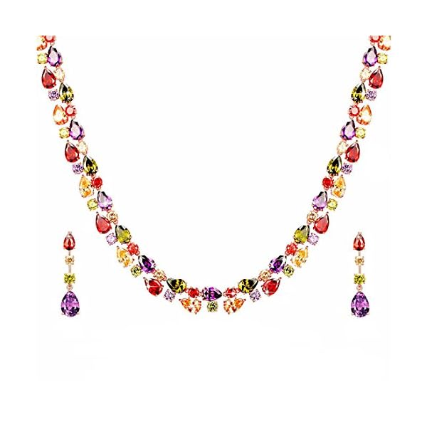 Yellow Chimes Jewellery Set for Women Swiss Cubic Zirconia 18K Rose Gold Plated Necklace Set for Women and Girls