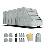 Durable Non-Woven Class C RV Cover Fits 29'-32' Trailers – Waterproof, Tear-Resistant, UV-Proof Camper Cover 4 Tire Covers & Gutter Guards