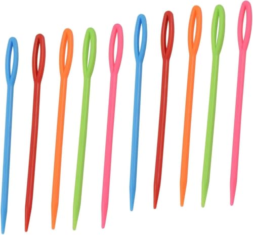 Agujas de coser de plástico,100 agujas de coser de ojo grande para niños, agujas de coser multicolores Agujas de seguridad de 9 cm para manualidades de costura de lana y bricolaje para niños