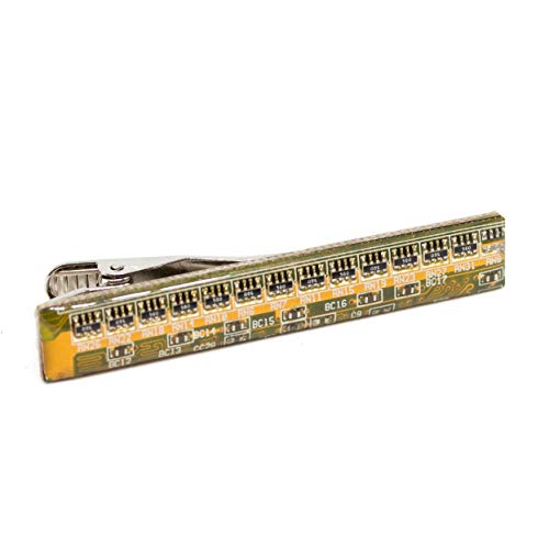 Product Image of the Circuit Board Tie Clip, unique gift for computer geek (Yellow/Olive green)
