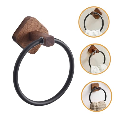 Percha para toallas de baño de madera rústica resistente para colgar en pared de hogar 5