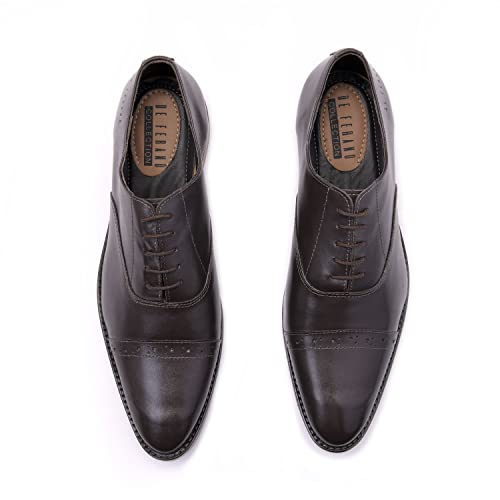 Image of Handmade Premium Genuine Leather Formal Shoes for Men | Brown Office Dress Lace up Formal Oxford Shoes