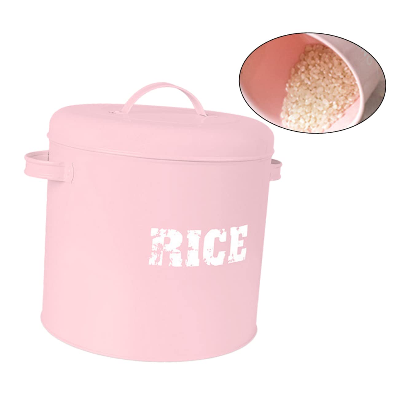 LIOOBO 1Pc Large Capacity Pet Food Storage Container Moistureproof Sealed Iron Bucket with Measuring Cup for Dog Cat Food Pink Pet Food Storage Box