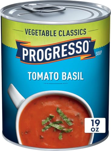 Image of Progresso Tomato Basil Soup, Vegetable Classics Canned Soup, Gluten Free, 19 oz (Pack of 6)