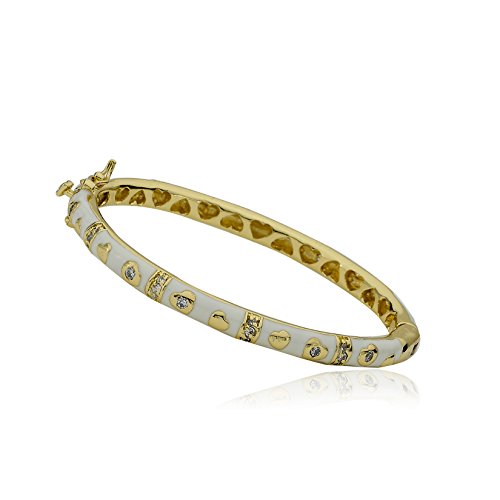 Outfit Makers 14k Gold-Plated Navy Bangle With Double Hearts & CZ Lines/