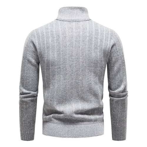 Men's Fleece Pullovers Warm Half Zip Stand Collar Knitted Sweater3