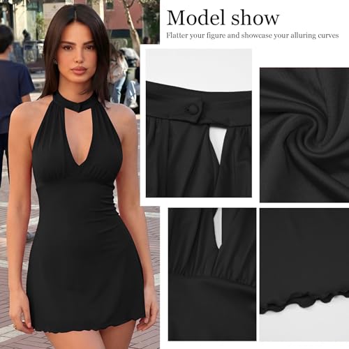 Robe chic décontractée halter col dos nu, la pièce raffinée de l'été
