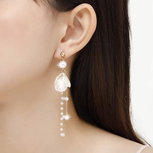 Kruckel Lightweight Pearl Earrings for Women - Elegant Gold Dangling Stud Earrings for Womens – Hypoallergenic Large Pearl Drop Earrings Jewelry for Brides, Office, and Special Occasions Gift for Your Beloved4