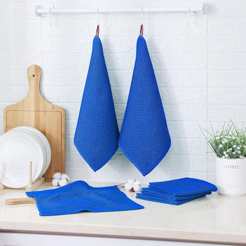 Image of 100% Cotton Kitchen Dish Cloths, 6 Pack Waffle Weave Ultra Soft Absorbent Dish Towels for Drying Dishes Quick Drying Kitchen Towels Dish Rags, 13.4 X 13.4 Inches (Light Blue, Pack of 6)