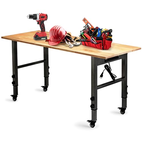 54.3 Adjustable Heavy-Duty Workbench with Power Outlet (2000 LBS)