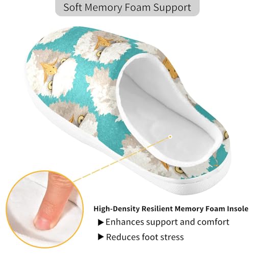 JUNZAN Cartoon Albatross Face Green Mens Home Cotton Slipper Non Skid Memory Foam Foam Slippers for Hotel Christmas Presents 6-72