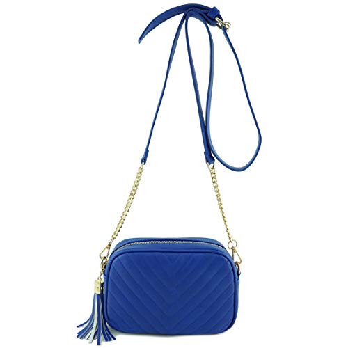 Image of Simple Shoulder Crossbody Bag With Metal Chain Strap And Tassel Top Zipper