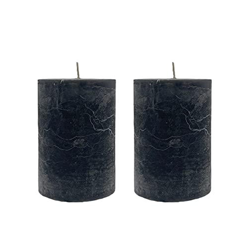 Knüllermarkt 32887 I Stumpenkerzen schwarz 2er Set Kerzen Dekoration deko gemütlich Flair Gestecke Gesteck Weihnachten Weihnachtszeit Geburtstage Hochzeit Tischdeko Fensterbank Anlässe Kommoden Cover