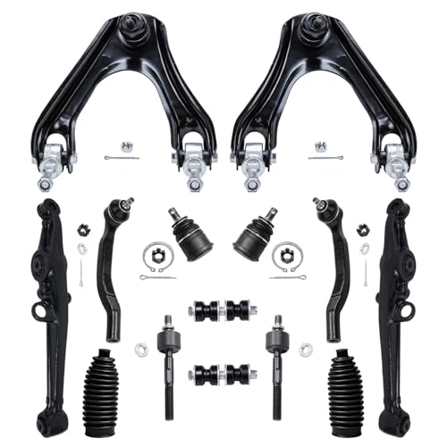 Image of Detroit Axle - Front End 14pc Suspension Kit for Acura CL Honda Accord Odyssey Isuzu Oasis, 4 Upper & Lower Control Arms 2 Lower Ball Joints 2 Sway Bars 4 Outer & Inner Tie Rods 2 Boots Replacement