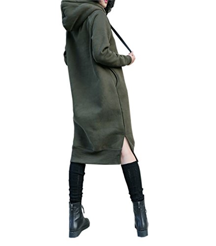 Nutexrol Women's Thickening Long Fleece Sweatshirt String Hoodie Dress Pullover Plus Size, Army Green, Large #TOP3
