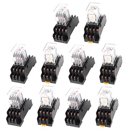 Relais 14 broches AC 380V 4PDT, lot commutateur industriel avec socle pour tableau électrique
