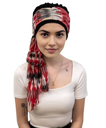 Deresina Bambus Sunrise - Cappello con sciarpa cucita per perdita di capelli, copricapo per la chemioterapia per donne, Taglia unica