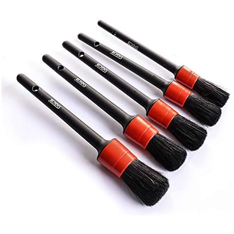 SGCB Soft Car Detailing Brush Set, Nature Boar Hair Bristle Synthetic Fibers Blend Brush for Auto Detail, Wet & Dry Use Scratch Free Auto Clean Brushes for Interior Exterior Wheel Dashboard Air Vent Cover