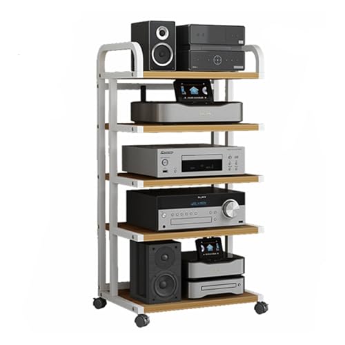 Estante para equipos de sonido en madera resistente con ruedas de seguridad 2
