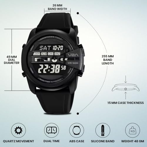 Image of V2A DIGITRON-TERRAX 2942 Digital Watch for Men | Industrial Shield Design with Oversized Digital Display | Urban Sports Everyday Watch with Countdown Timer, Alarm & 50M Water Resistance