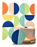 PebblingQ Felt Bulletin Board Wall Tiles, Modular Geometric Shapes with Safe Removable Adhesive Dots for Customizable DIY, Office Decor, Stylish Home & Kids Room, Easy Installation (Citria)