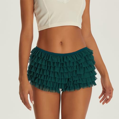 KOSUSANILL Women Lolita Bloomers Shorts Y2k Ruffle Layered Lace Sheer Pumpkin Mini Pants Pettipants Sexy Boy Bottoms Panties3