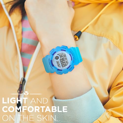 Image of Carlington Kids Digital Watch for Boys and Girls Age 3 to 14 Years Multicoloured Band with Alarm and Date Display - 9121