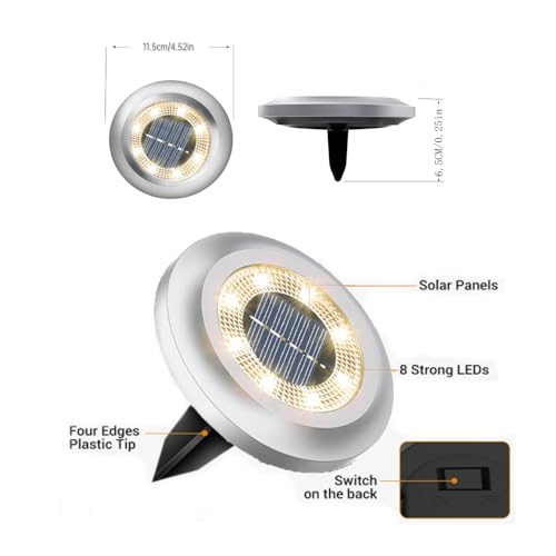 Torchtree 2023 Upgraded Solar Lights Outdoor Garden, 12 Pack Solar Ground Lights, Disk Lights Decking Lights Solar Powered for Lawn Pathway Yard Landscape Walkway(Warm Light), Warm White - 2