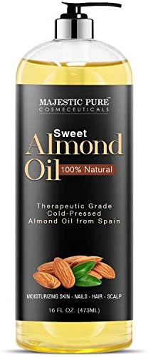 MAJESTIC PURE Sweet Almond Oil, Triple A Grade Quality, Pure and Natural from Spain, Cold Pressed, (Packaging May Vary) - 16 fl. Oz