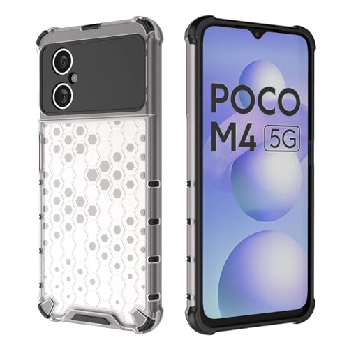 Image of Prime Retail Hard PC Back Case Cover for Poco M4 5G Anti Slip Ultra Thin Shockproof Reinforced Corners (Polycarbonate|Transparent)
