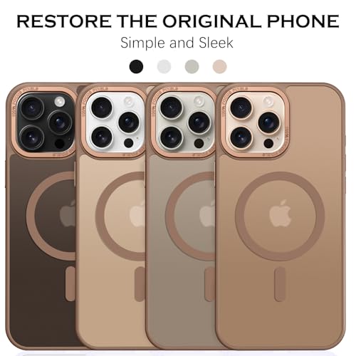 Image of YINLAI for iPhone 16 Pro Case 6.3-inch,Magnetic Compatible with MagSafe, Slim Matte Anti-Fingerprint, Shockproof Full Body Military Grade Protection for iPhone 16 Pro Cover, Brown