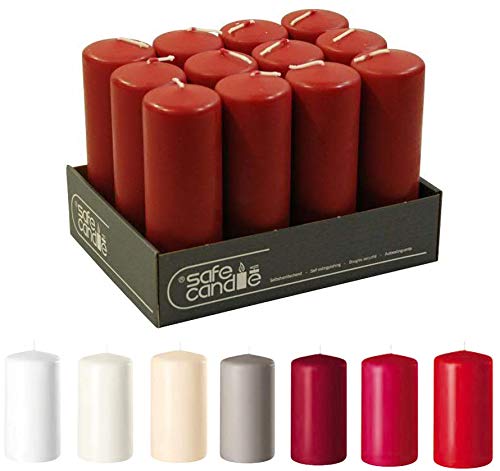 Bougies de cire rouge carmin lot de 12 piliers raffinés pour décoration haut de gamme