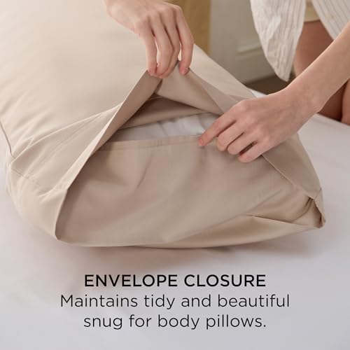 Bedsure Body Pillow Cover - Khaki Long Cooling Pillow Cases, 100% Rayon Derived from Bamboo, Cool Body Pillowcase with Envelope Closure for Women, Men, 1 Pack, 20x54 Inches