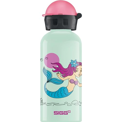 Sigg - Alu Trinkflasche Kinder - KBT Nixie - Auslaufsicher & Bruchsicher - Federleicht - BPA-frei - Klimaneutral Zertifiziert - Sport & Schule - Weissgrün & Rosa - 0,4L