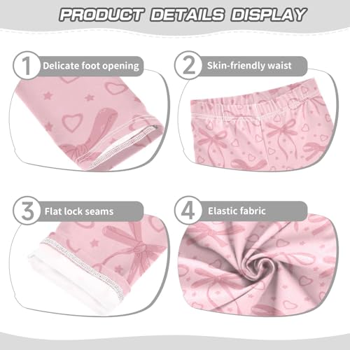 Bow and Heart Girls Leggings,Workout Leggings for Girls Toddler Athletic Legging Size for 3-10T3