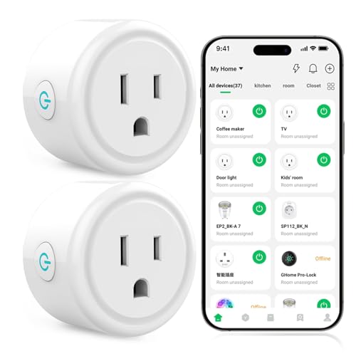 2 Pack Smart WiFi Power Dimmer Plug 2.4GHz WiFi Brightness Adjust Timer Socket with Japanese-Grade Flame-Retardant Material Tuya Smart Life App Control Alexa & Google Home Compatible White