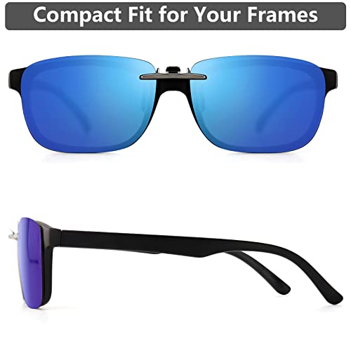 Image of Polarized Clip On Sunglasses Over Prescription Glasses Men Women Compact Fit Non-Flip Up