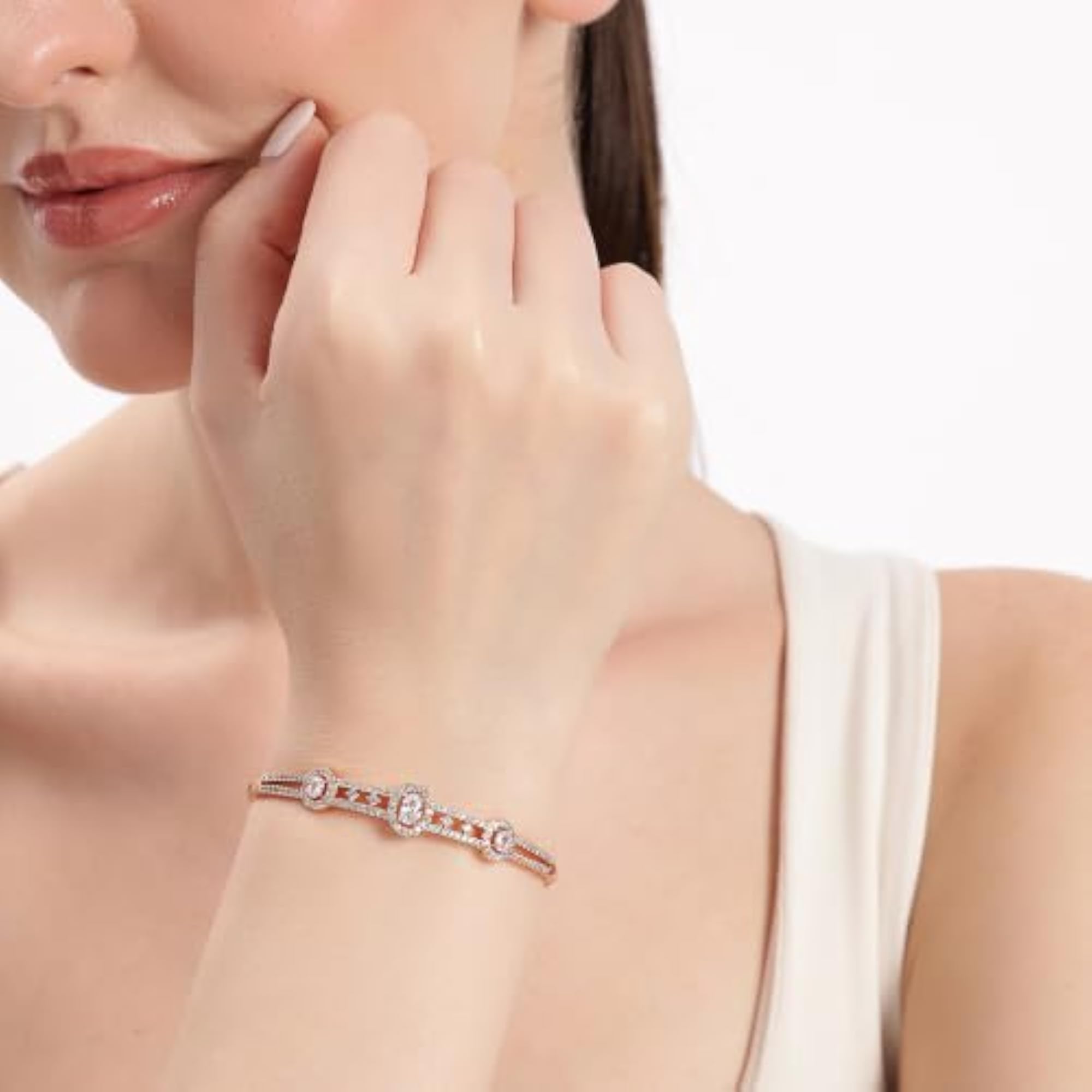 Women's Rose Gold Finish Geometric Shape Kada Bracelet