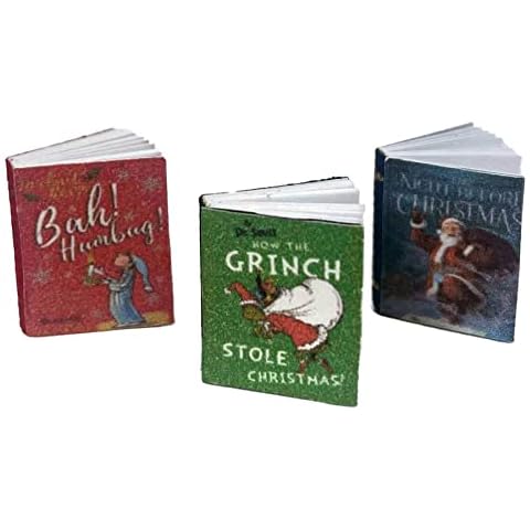 Melody Jane Dolls Houses Dollhouse 3 Christmas Books with Pages Miniature Bookshelf Nursery Accessory Cover