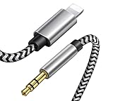 [Apple MFi Certified]Aux Cord for iPhone,Lightning to 3.5mm Aux Stereo Audio Cable Adapter Compatible with iPhone 13/12/11/XS/XR/X/8/7/All iOS for Car Home Stereo,Speaker,Headphone-3.3ft Sliver Black