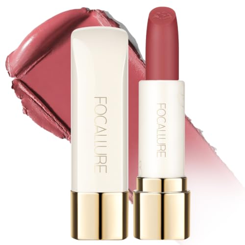 Image of FOCALLURE Pink Matte Lipstick - Hydrating, Non-Drying, Full Coverage 203 | Moisturizing Formula with Jasmine & Rose Oil, Silky Smooth, Waterproof, Non-Sticky, Long-Lasting, 8 Shades Available