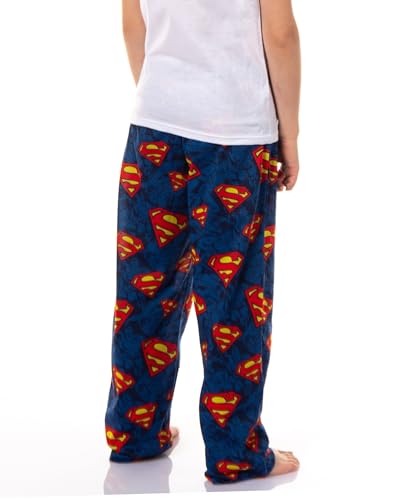 DC Comics Boys' Superman Red and Yellow Emblem Logo All Over Tossed Print PJ Pajama Pants Loungewear Sleepwear4