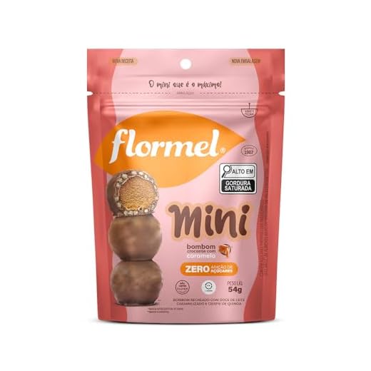 Mini Bombom Crocante com Caramelo FLORMEL Zero Açúcar -Pouch com 54g