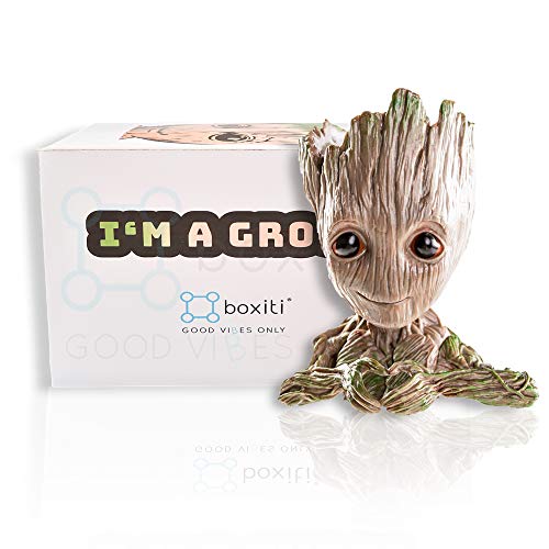 Boxiti Baby Groot Guardians of Galaxy Action Figure Flowerpot & Pens Holder for Home, Office Planter pots with Gift Groot Key Ring Model 3